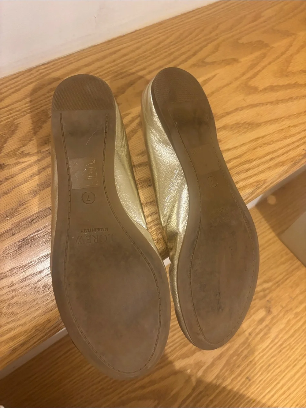 J. Crew Metallic Champagne Ballet Flats